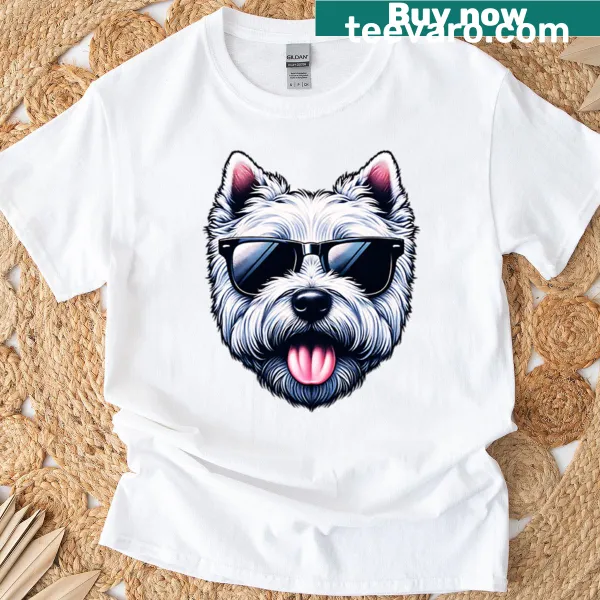 Illustrated T-shirt featuring a cute West Highland White Terrier