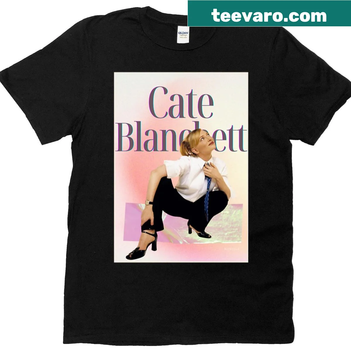 Humorous T-shirt featuring a repeated phrase about Cate Blanchett — on a men's t-shirt