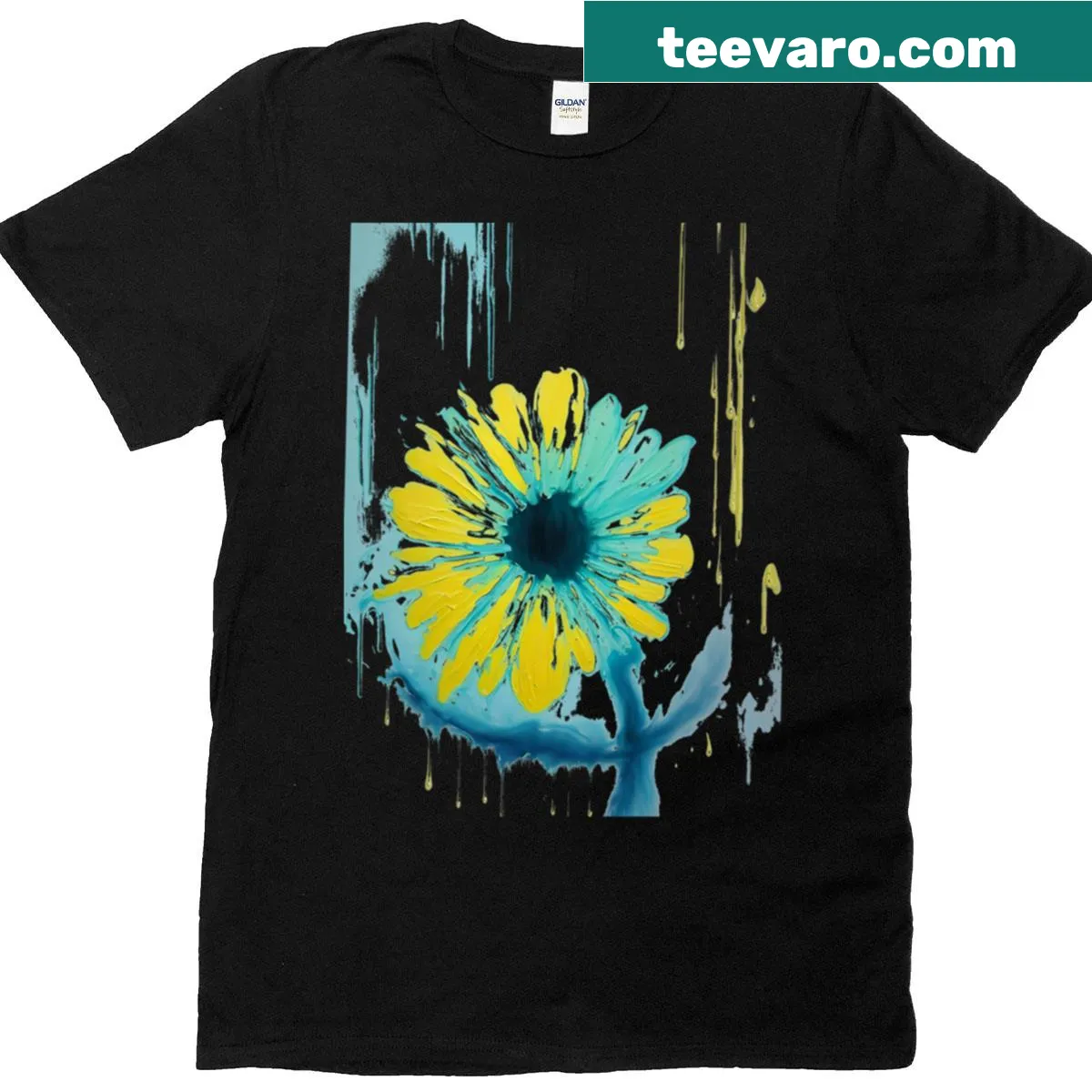 Whimsical flower bloom illustration on a t-shirt — on a men's t-shirt