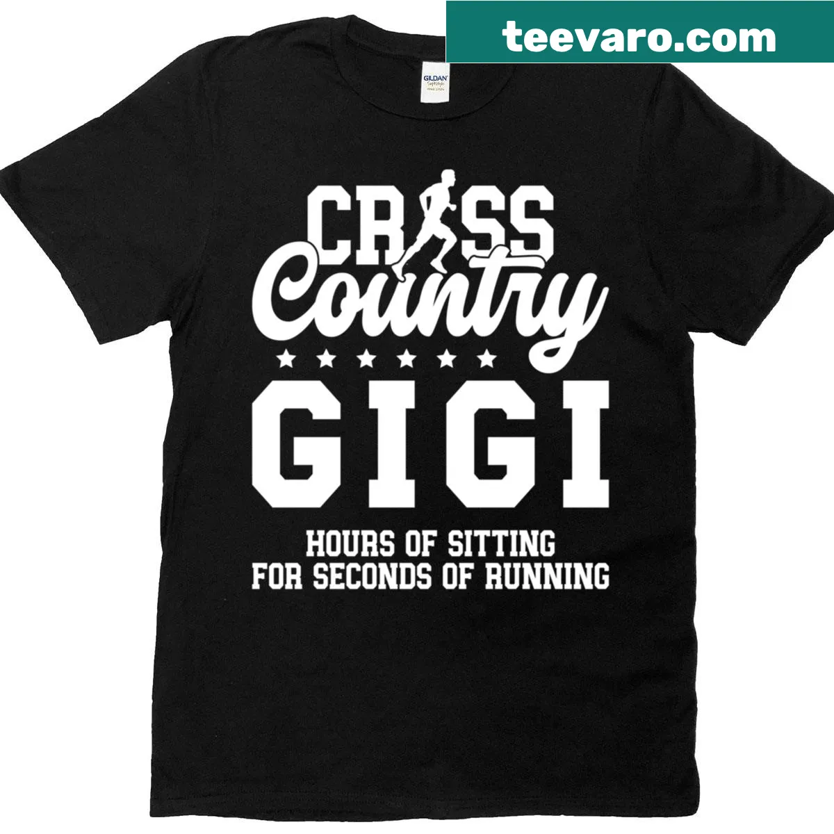 Funny shirt for grandmas supporting their cross country runner grandchildren — on a men's t-shirt