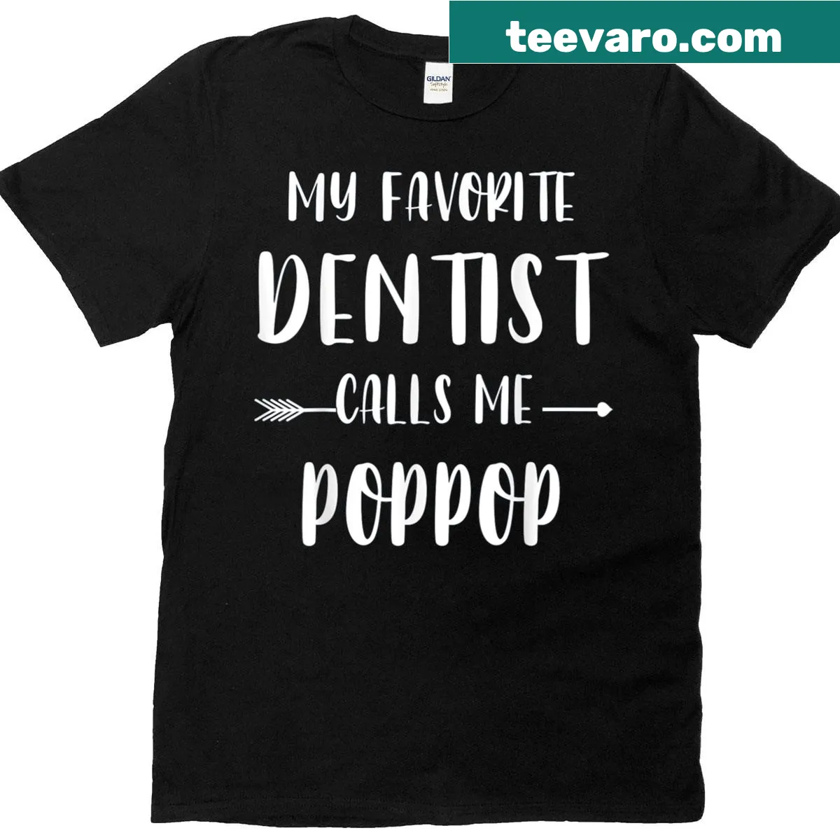 Vintage-style shirt with 'My Favorite Dentist Calls Me Poppop' text for grandpas — on a men's t-shirt