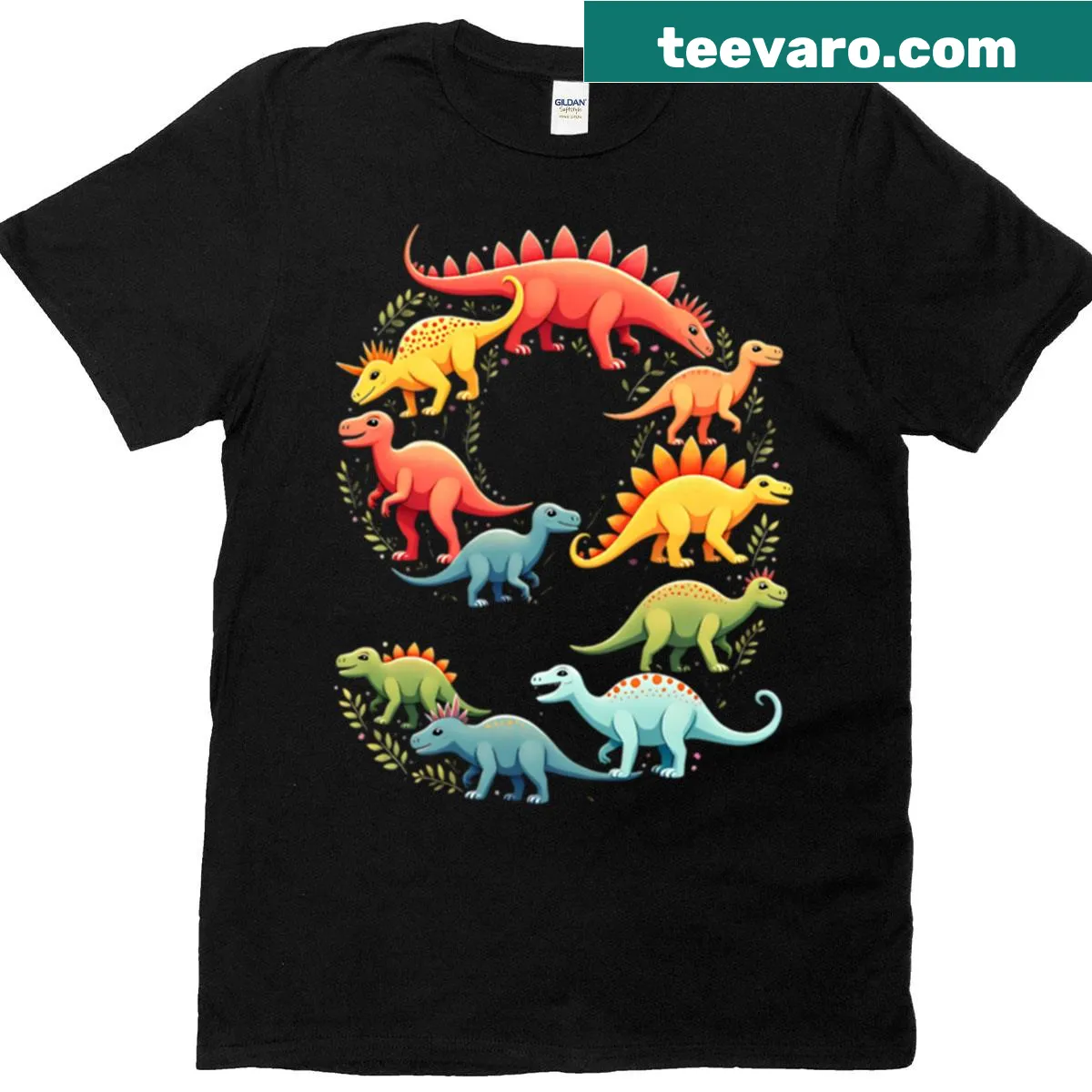 Fun dino graphic with number 9 for a birthday shirt — on a men's t-shirt