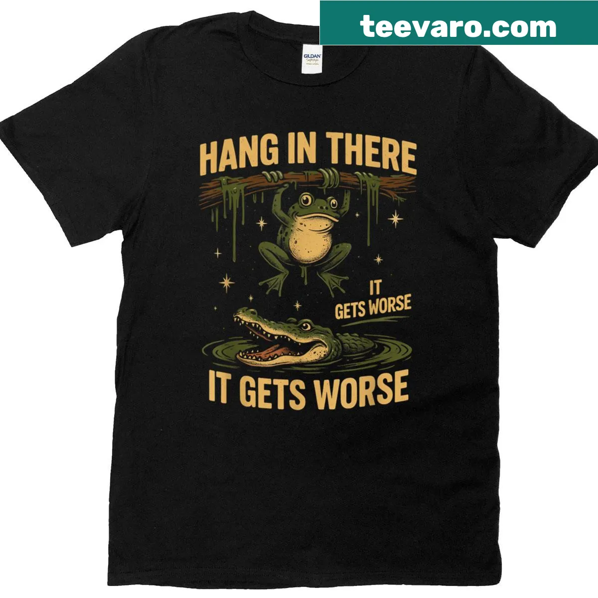 Retro t-shirt with a vintage 'Don't Push The Horses' design in distressed style. — on a men's t-shirt