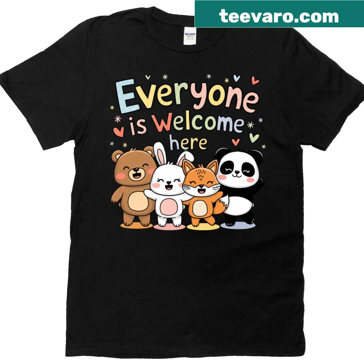 Cute teacher t-shirt promoting inclusivity with welcome message — on a men's t-shirt