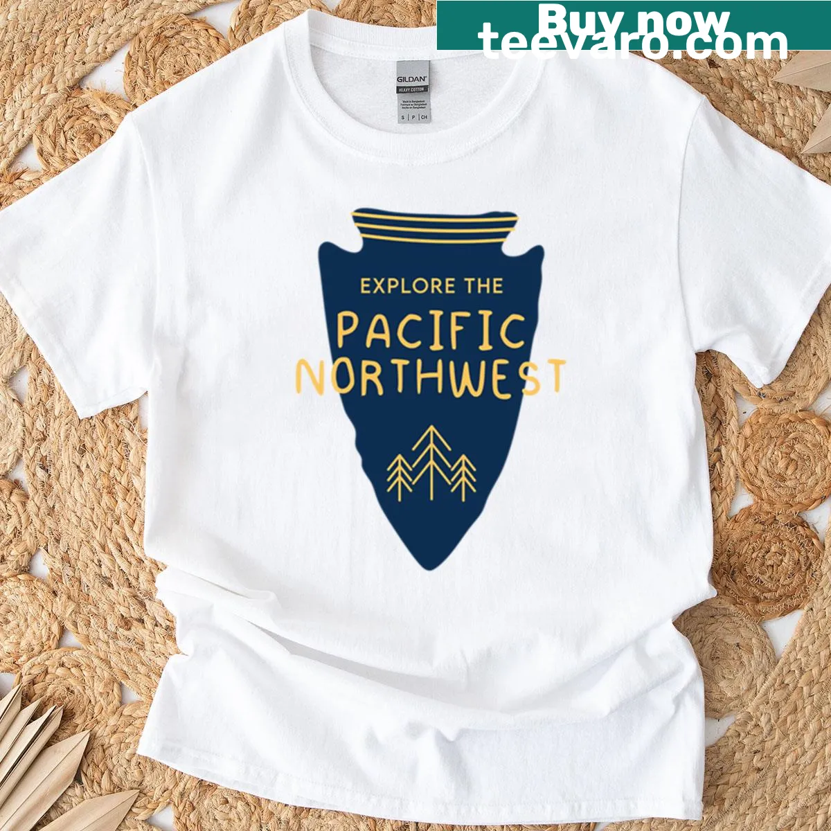 Graphic T-shirt showcasing exploration of the Pacific Northwest — on a men's t-shirt