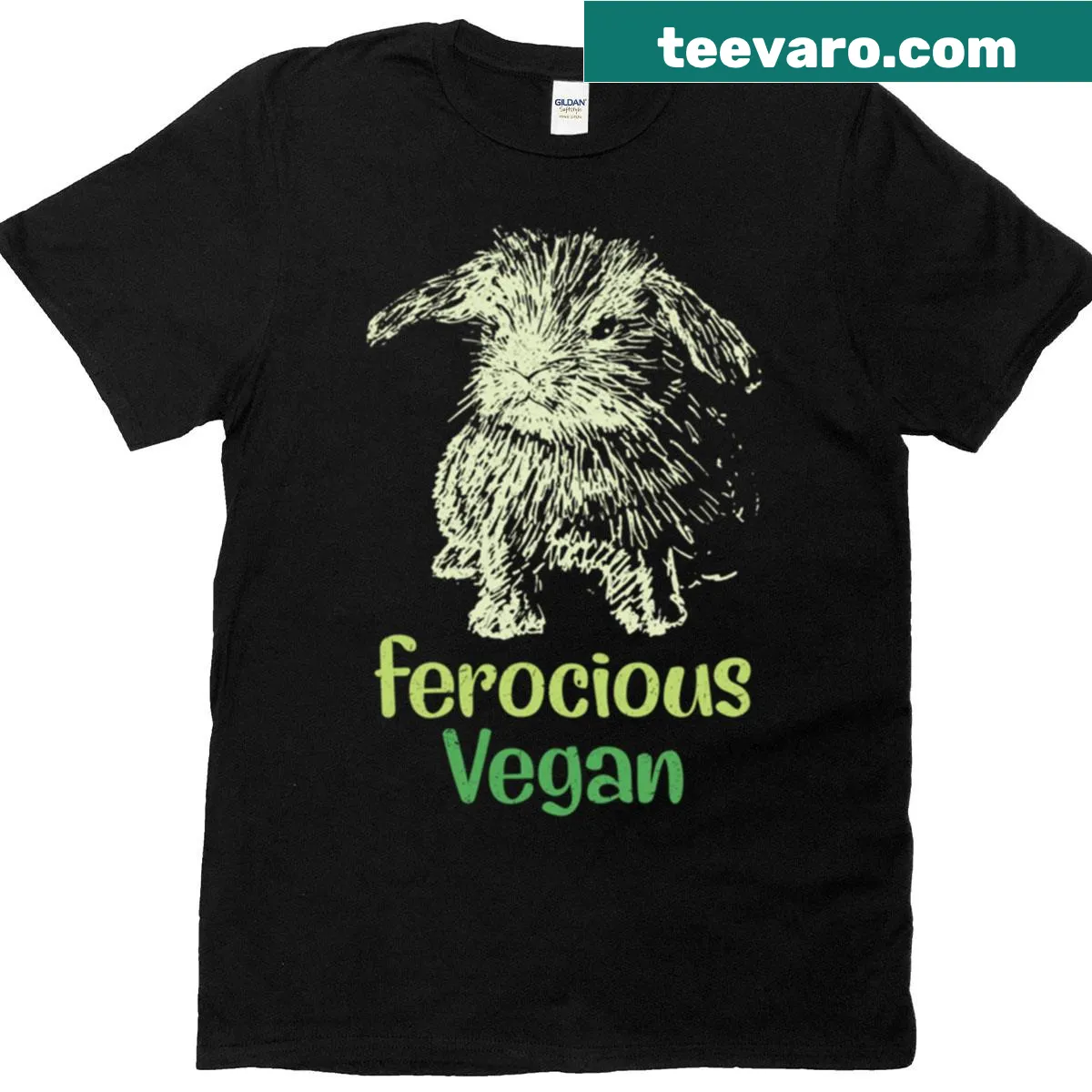 Funny retro t-shirt with the phrase 'Ferocious Vegan' for animal lovers. — on a men's t-shirt