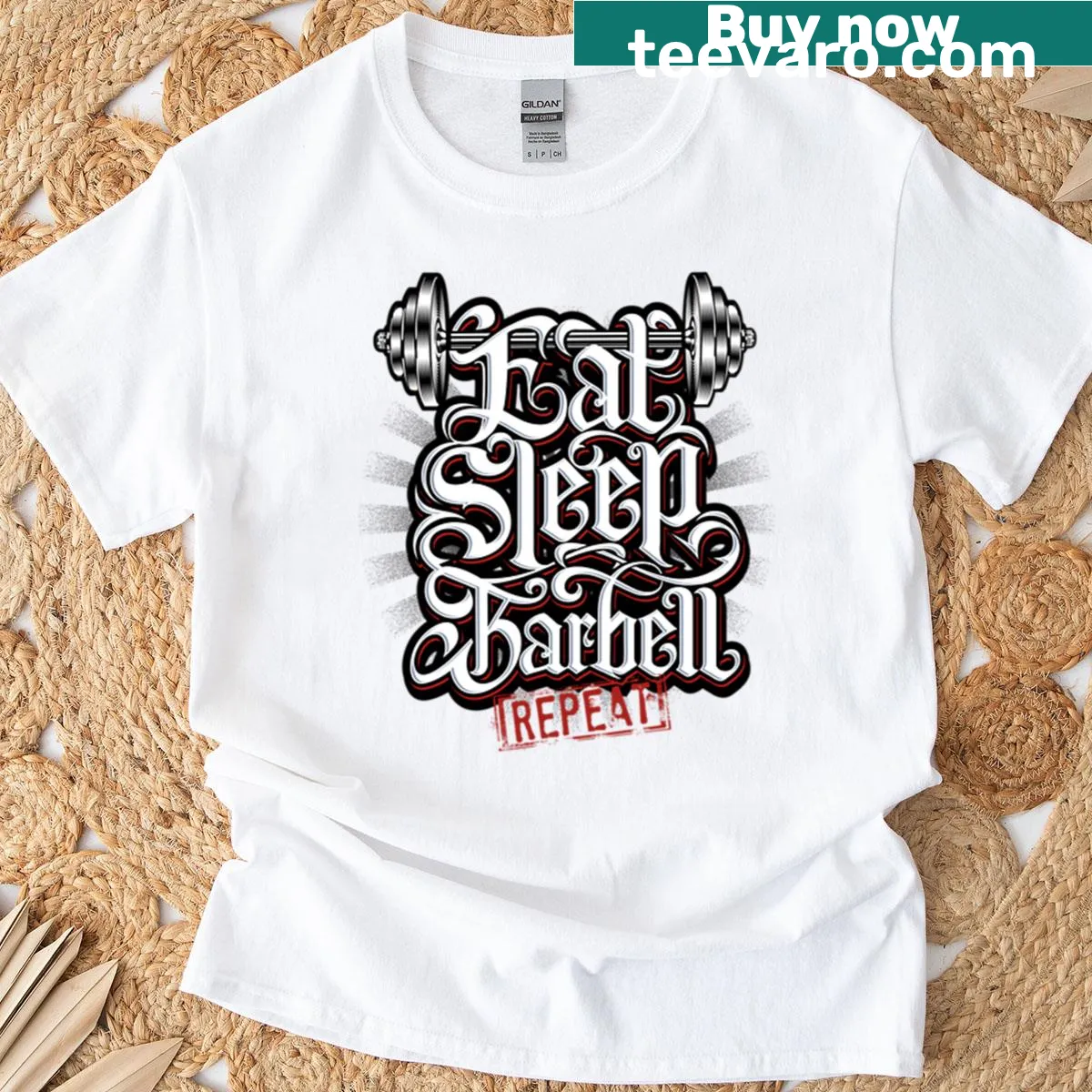 Motivational fitness t-shirt with inspiring lettering — on a men's t-shirt