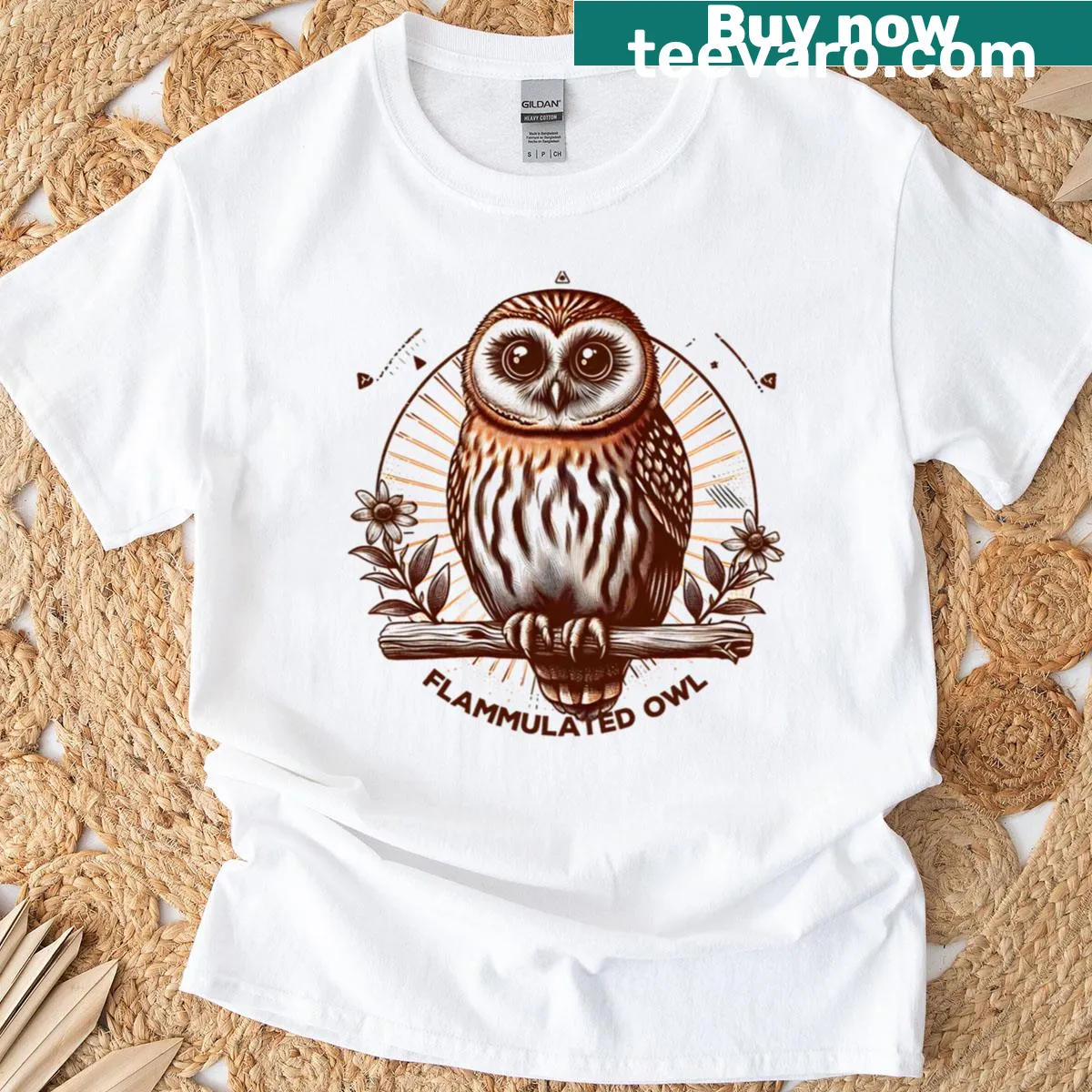 Minimalist silhouette of a flammulated owl on a t-shirt — on a men's t-shirt