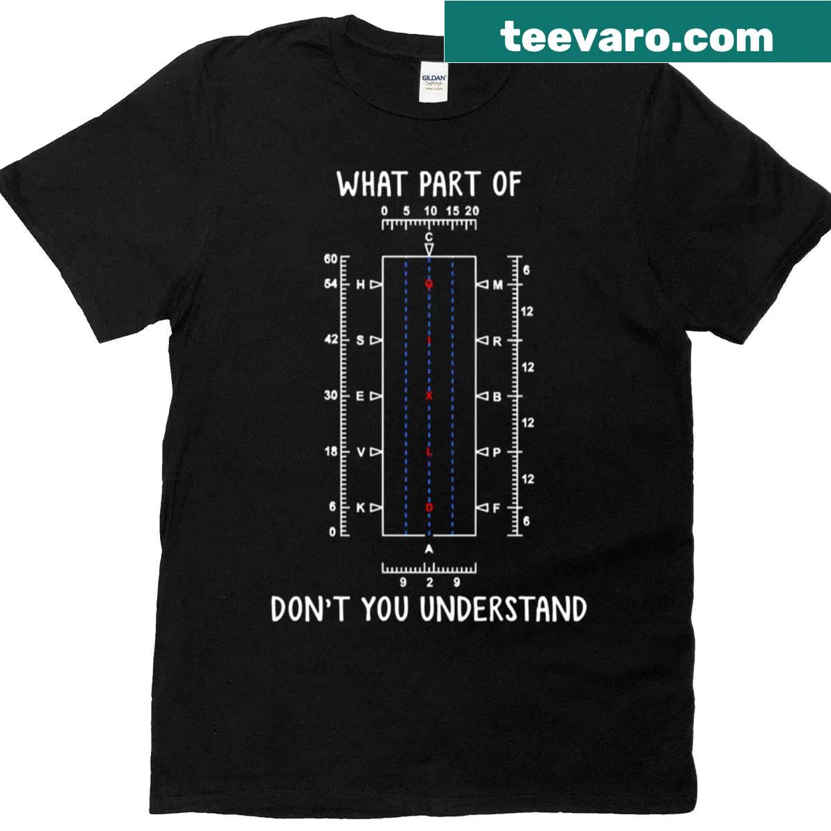 Whimsical dressage horse arena diagram t-shirt — on a men's t-shirt