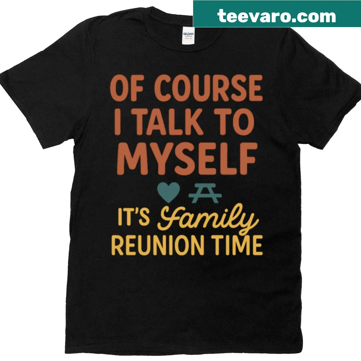 Funny family reunion-themed T-shirt with humorous quote — on a men's t-shirt