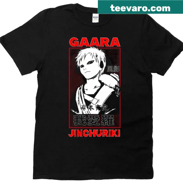 Gaara T-shirt featuring a vivid illustration of the character against a waterfall.