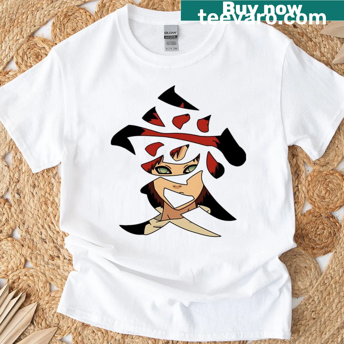 T-shirt featuring the Gaara Sign graphic for fans — on a men's t-shirt