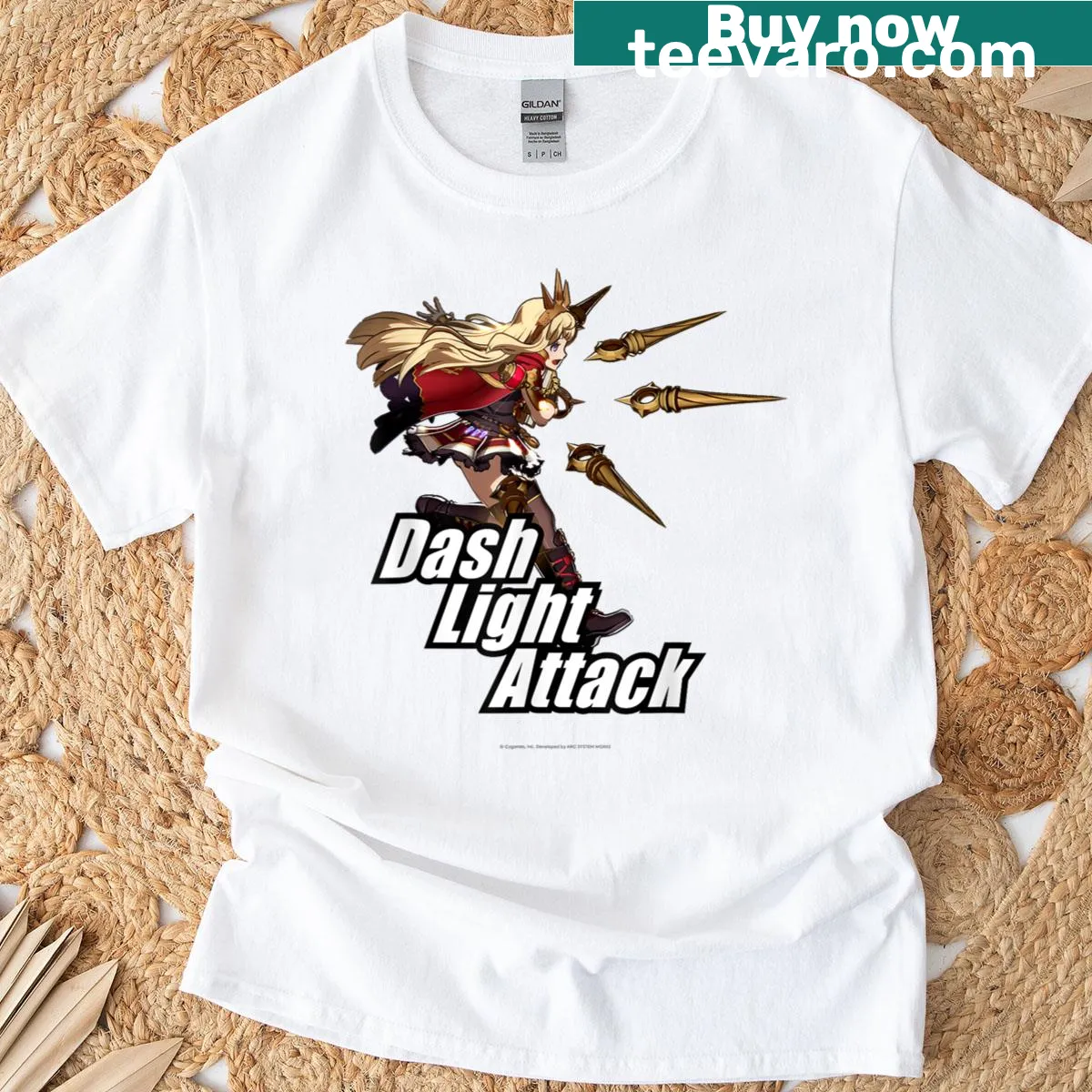 Illustrated T-shirt featuring Cagliostro from Granblue Fantasy — on a men's t-shirt