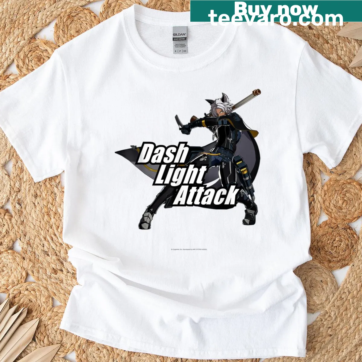 T-shirt featuring Eustace from Granblue Fantasy in action — on a men's t-shirt