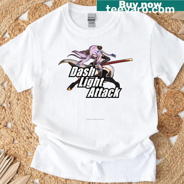 Narmaya from Granblue Fantasy performing a rising dash light attack on a t-shirt