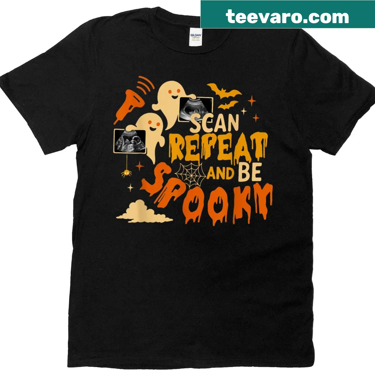 Sonographer Halloween T-shirt with spooky themed phrase — on a men's t-shirt