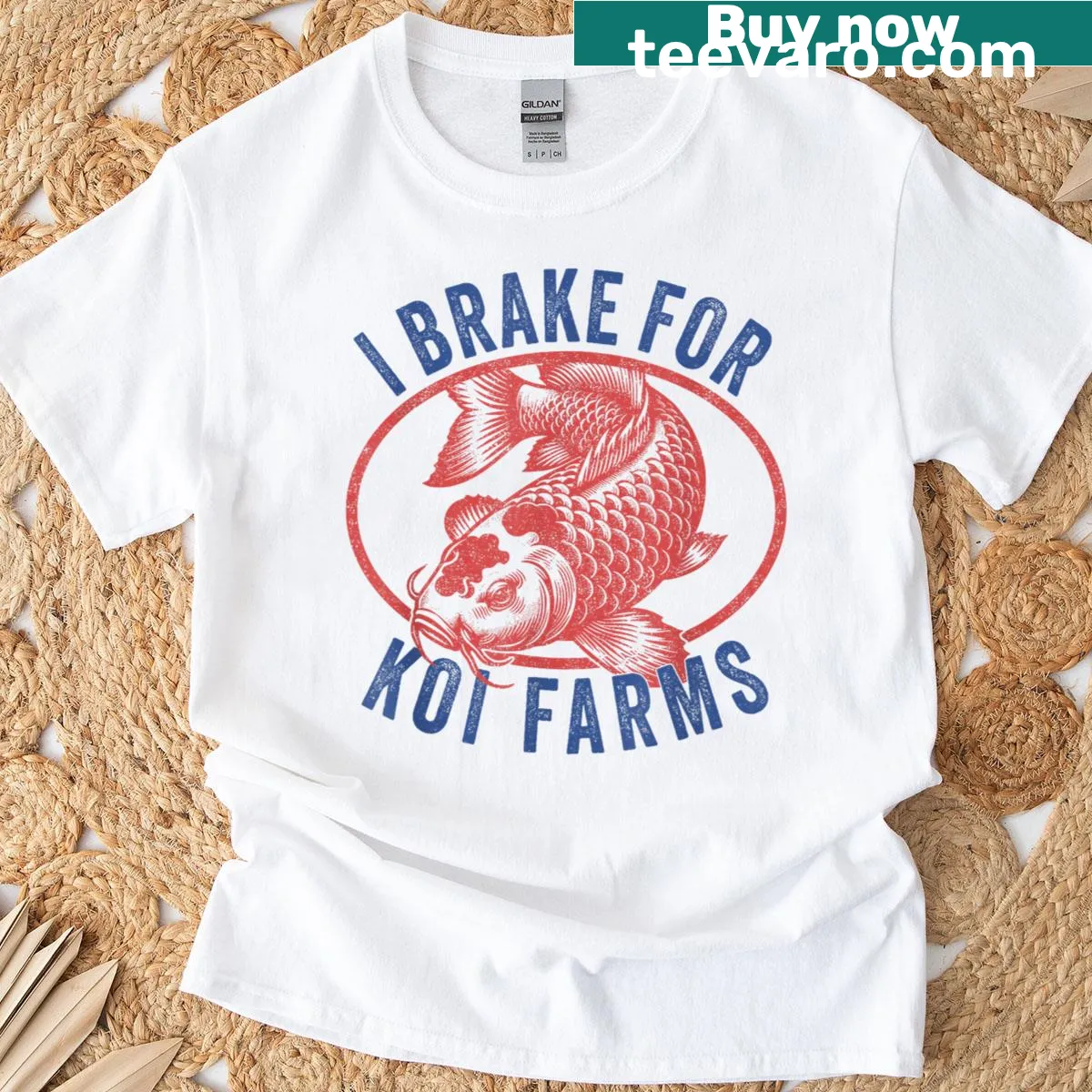 Vintage-style T-shirt featuring koi fish designs for enthusiasts — on a men's t-shirt