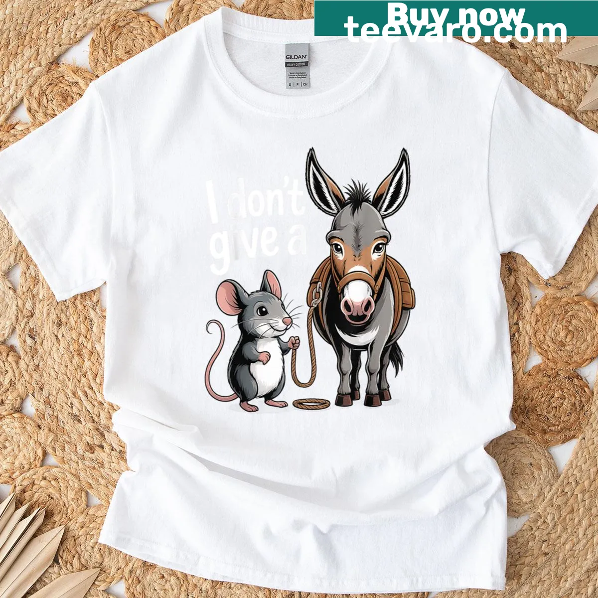 Humorous T-shirt with the phrase 'I Don't Give A Rat' — on a men's t-shirt