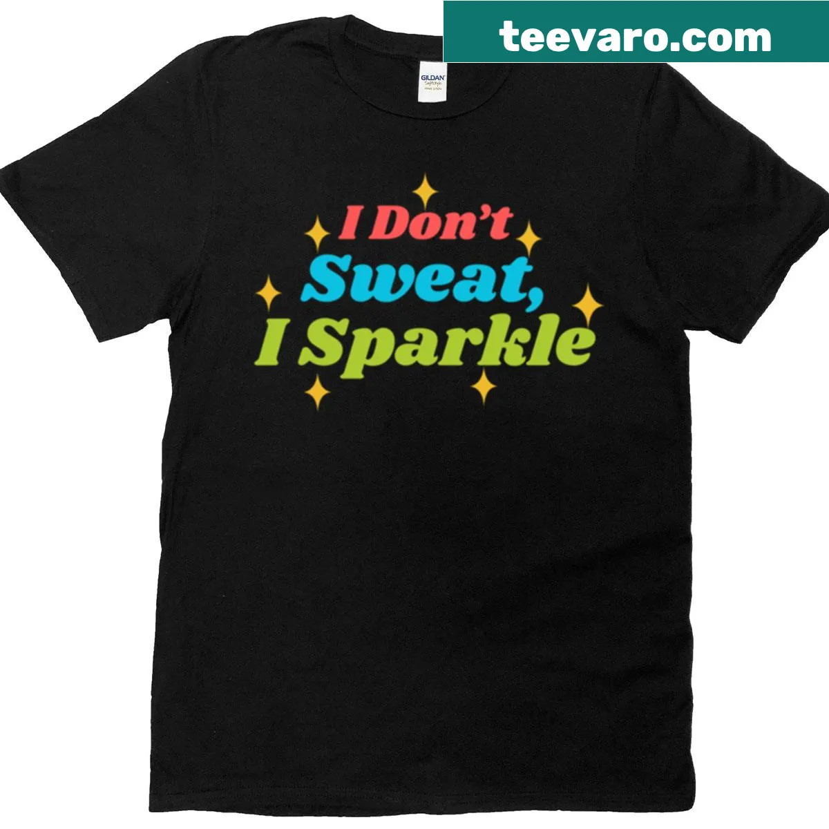 Graphic tee with the phrase 'I Don't Sweat, I Sparkle' in fun typography. — on a men's t-shirt