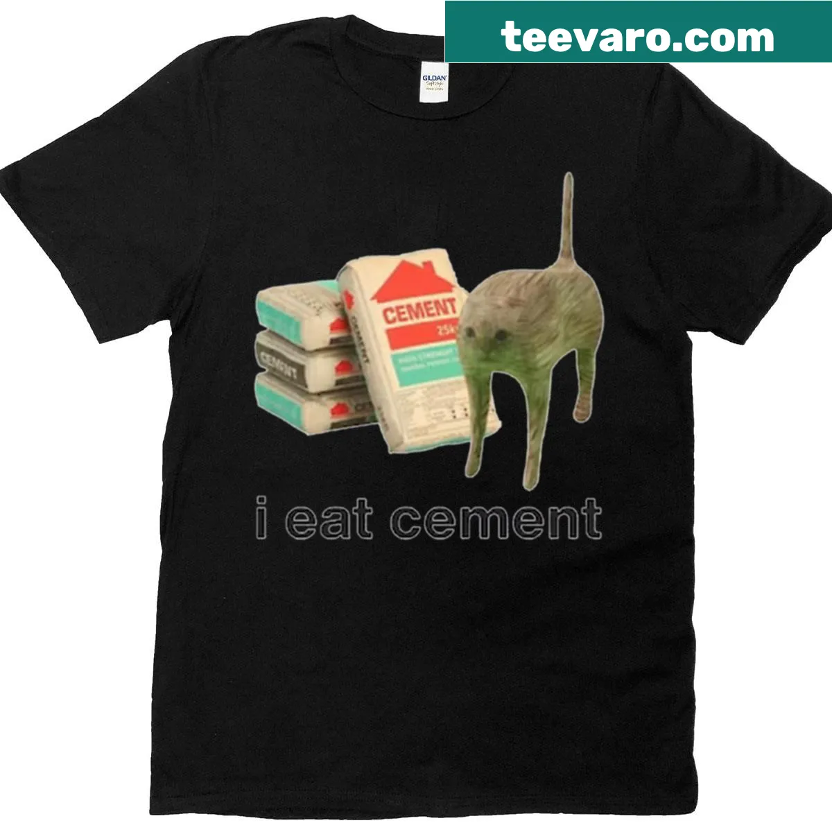 Funny cat-themed illustration t-shirt — on a men's t-shirt