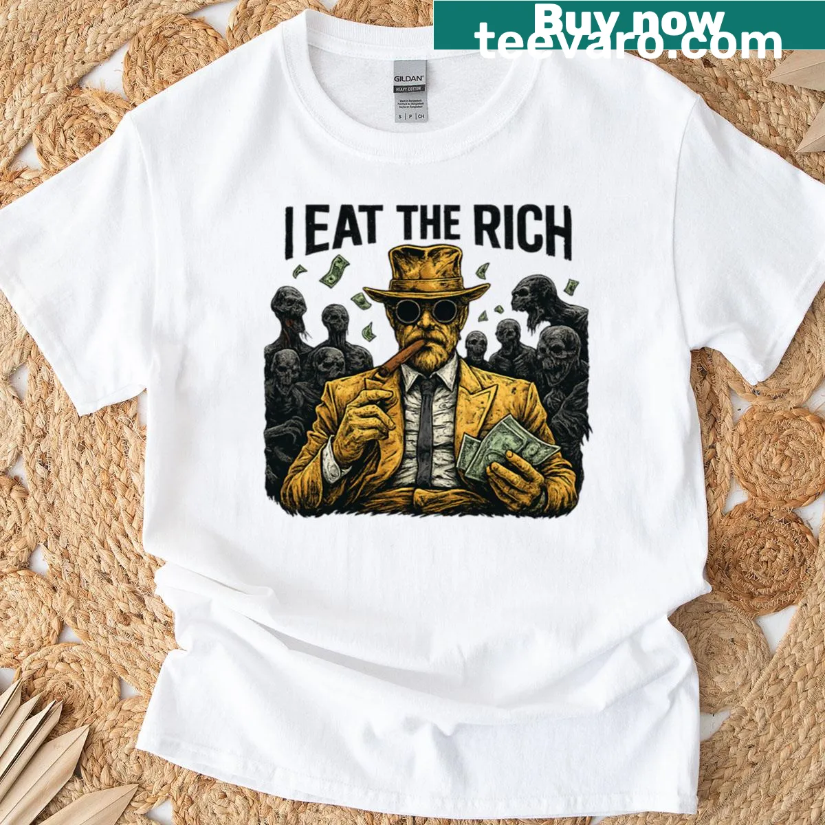 Humorous shirt featuring the phrase I Eat The Rich — on a men's t-shirt