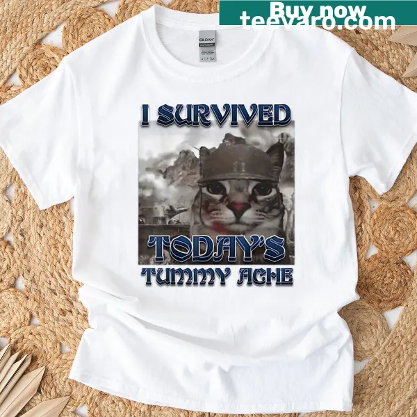 Tummy ache survivor meme graphic T-shirt