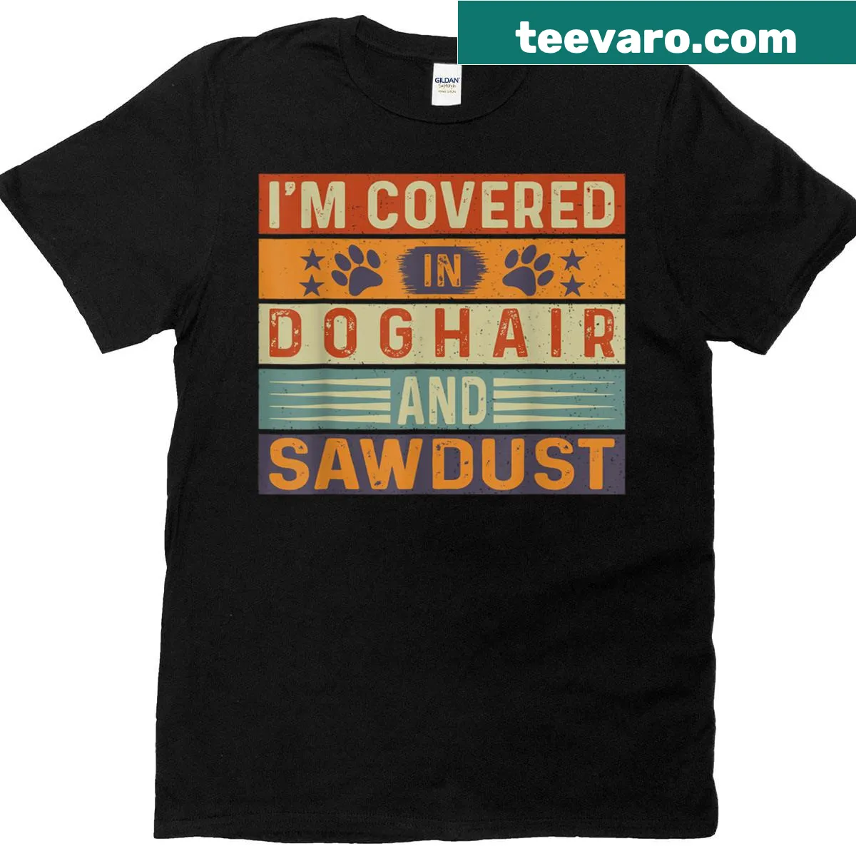 Funny shirt highlighting life with dogs and sawdust — on a men's t-shirt