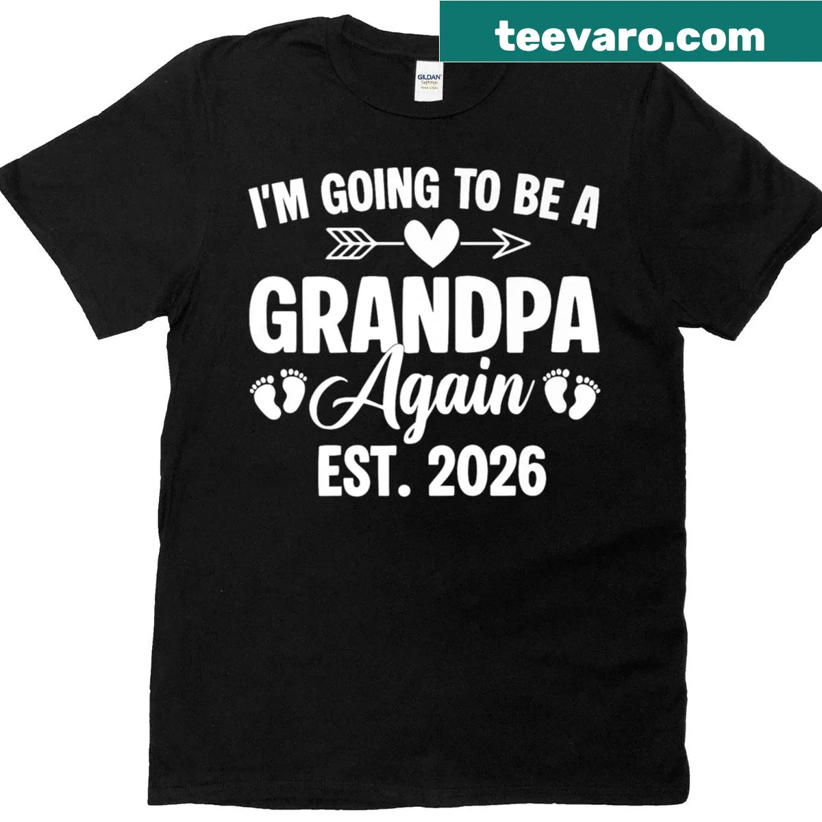 T-shirt announcing becoming a grandpa again in 2026 — on a men's t-shirt