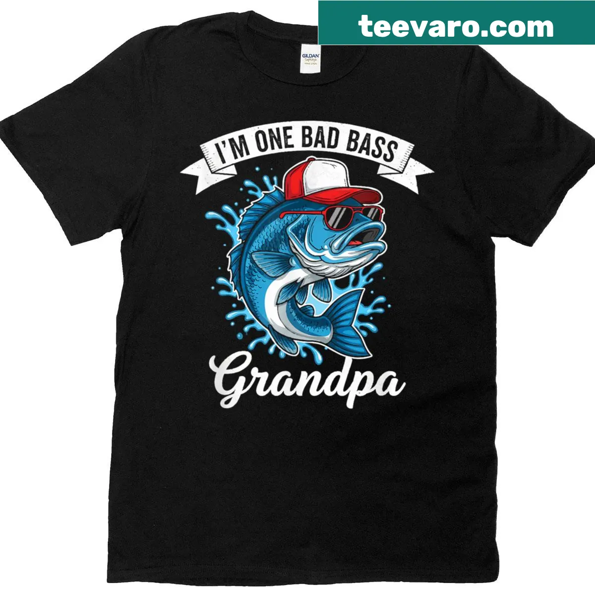 Humorous fishing-themed shirt for grandpas with bass graphics — on a men's t-shirt