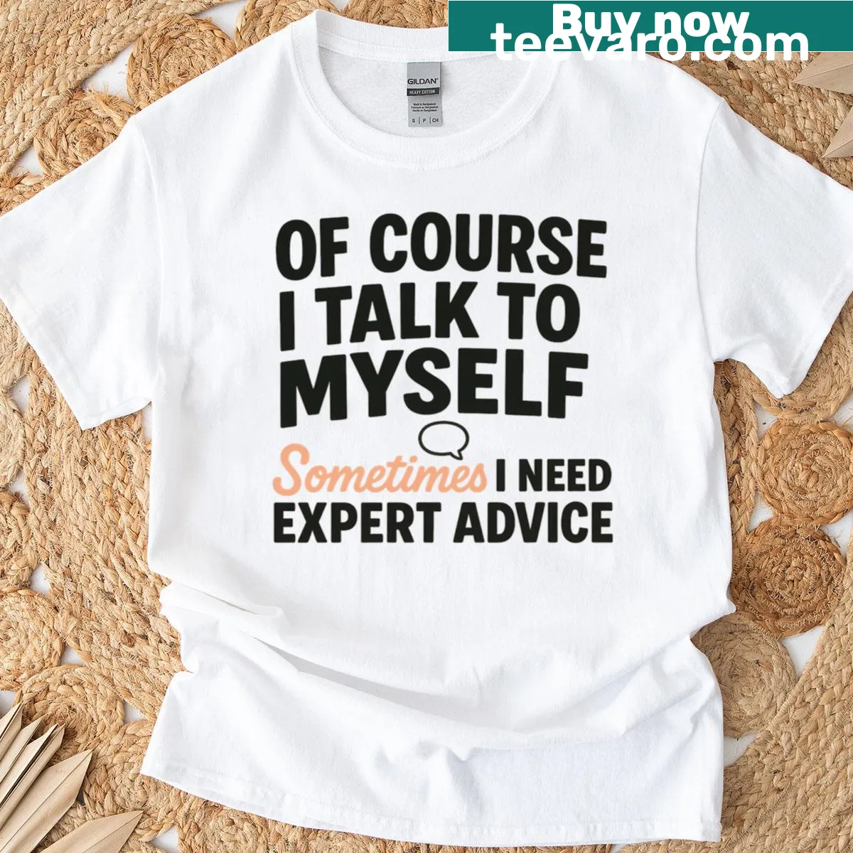 T-shirt with humorous text about talking to oneself — on a men's t-shirt