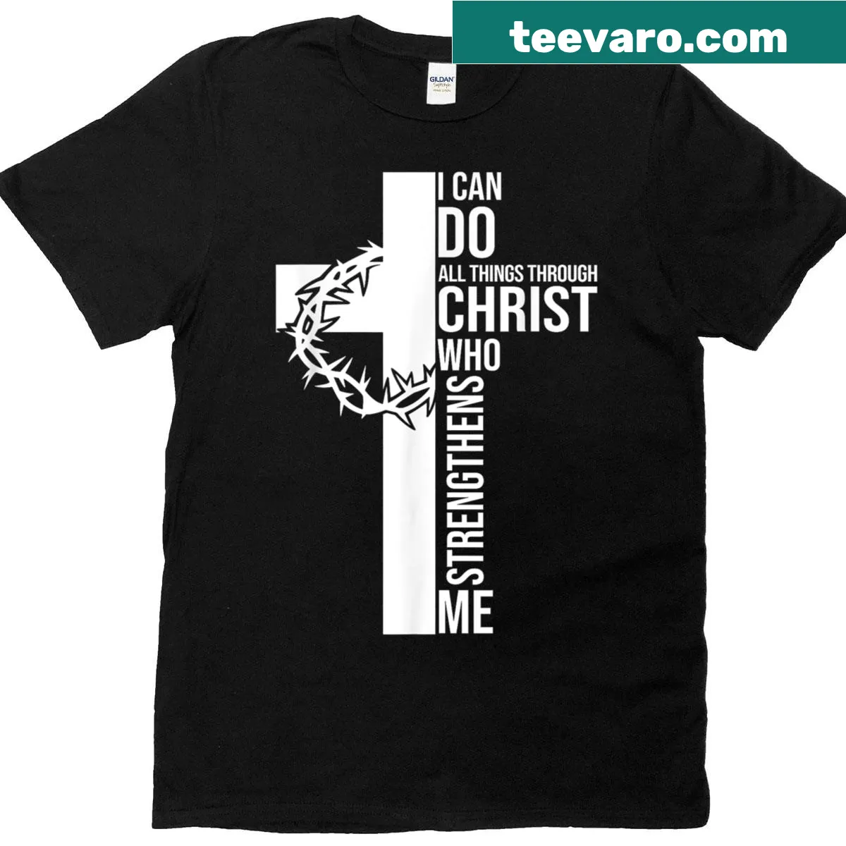 Inspirational t-shirt featuring a faith-based message — on a men's t-shirt