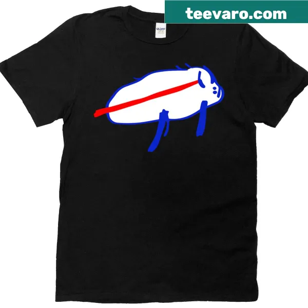 Cartoon-style T-shirt with a potato drawing of Josh Allen