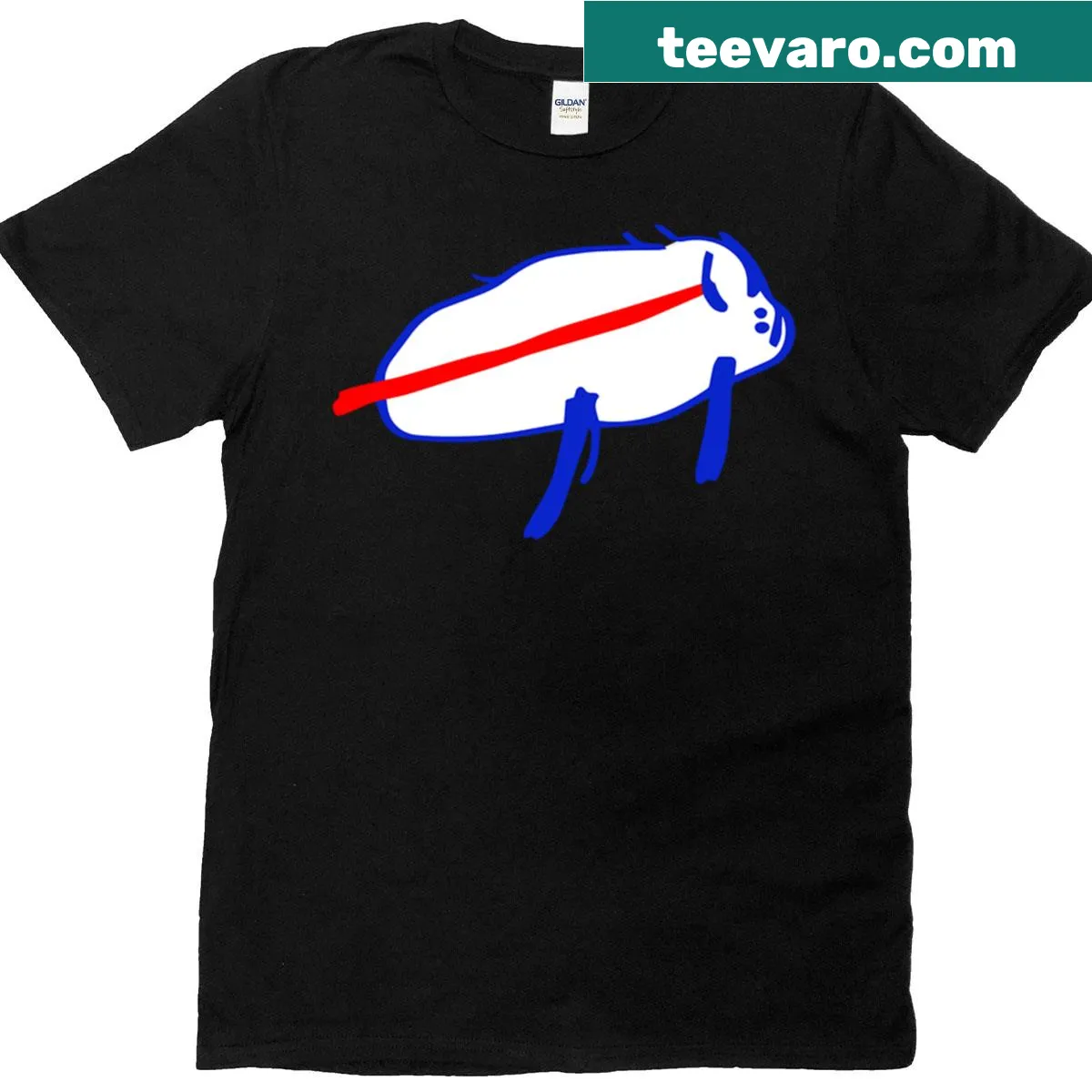 Cartoon-style T-shirt with a potato drawing of Josh Allen — on a men's t-shirt