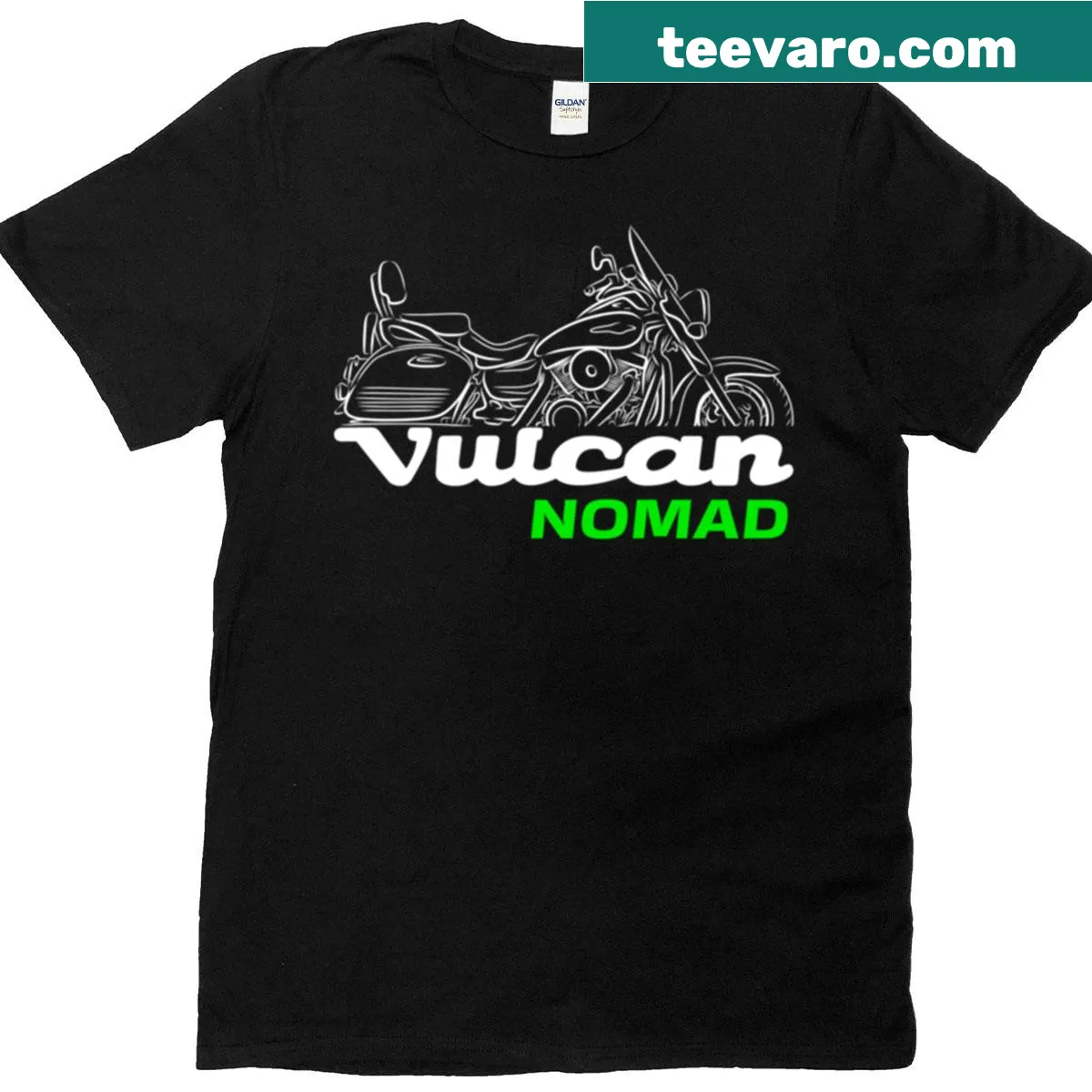 Badge-emblem t-shirt for Kawasaki Vulcan 1600 Nomad — on a men's t-shirt