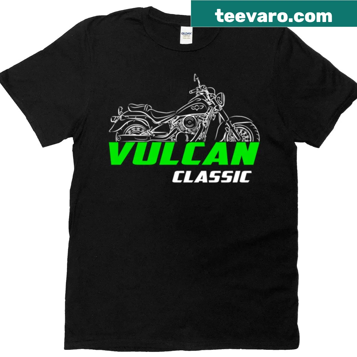 Kawasaki Vulcan 800 motorcycle graphic on T-shirt — on a men's t-shirt
