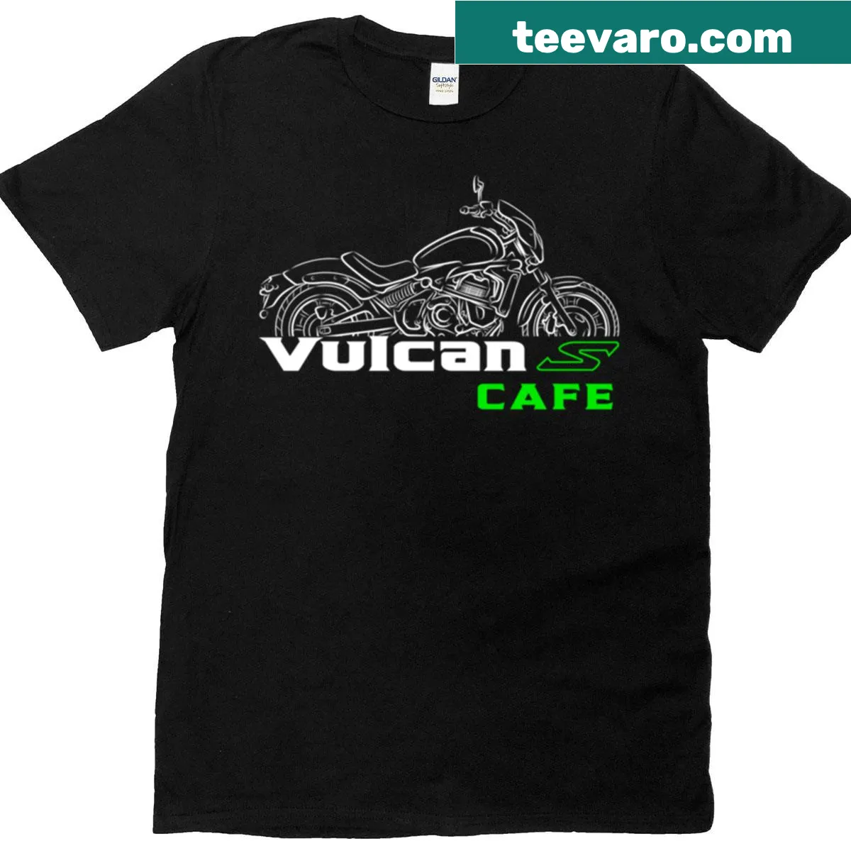 Kawasaki Vulcan S Cafe T-shirt for 2017-2025 model with striking text — on a men's t-shirt