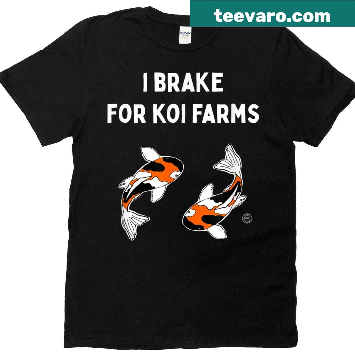 T-shirt featuring an illustration of koi fish with a humorous saying — on a men's t-shirt