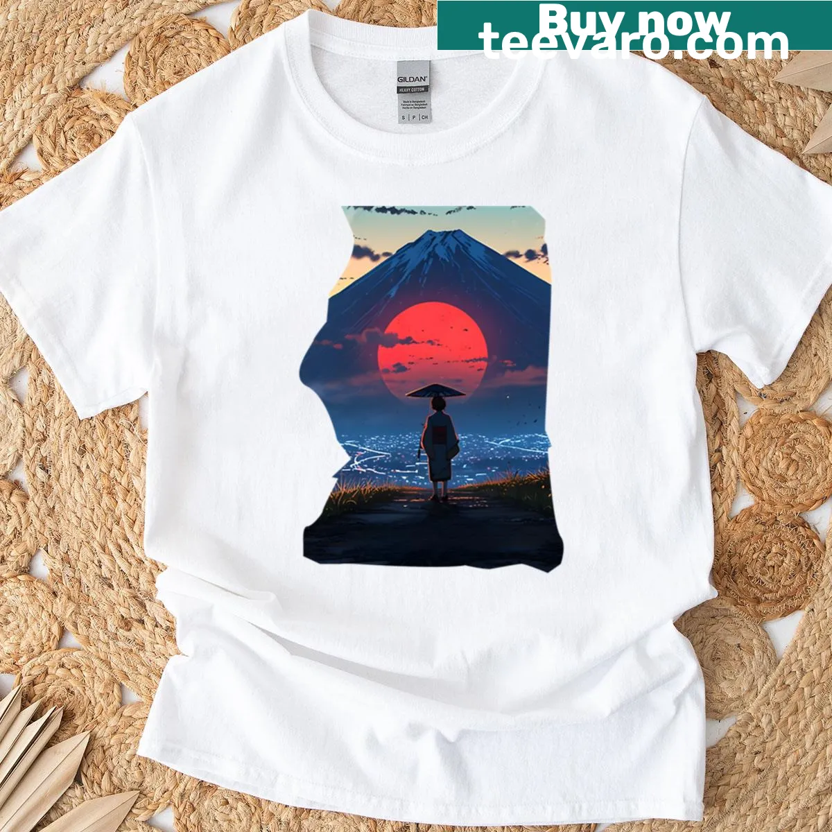 T-shirt design representing the cultural symbols of Japan. — on a men's t-shirt