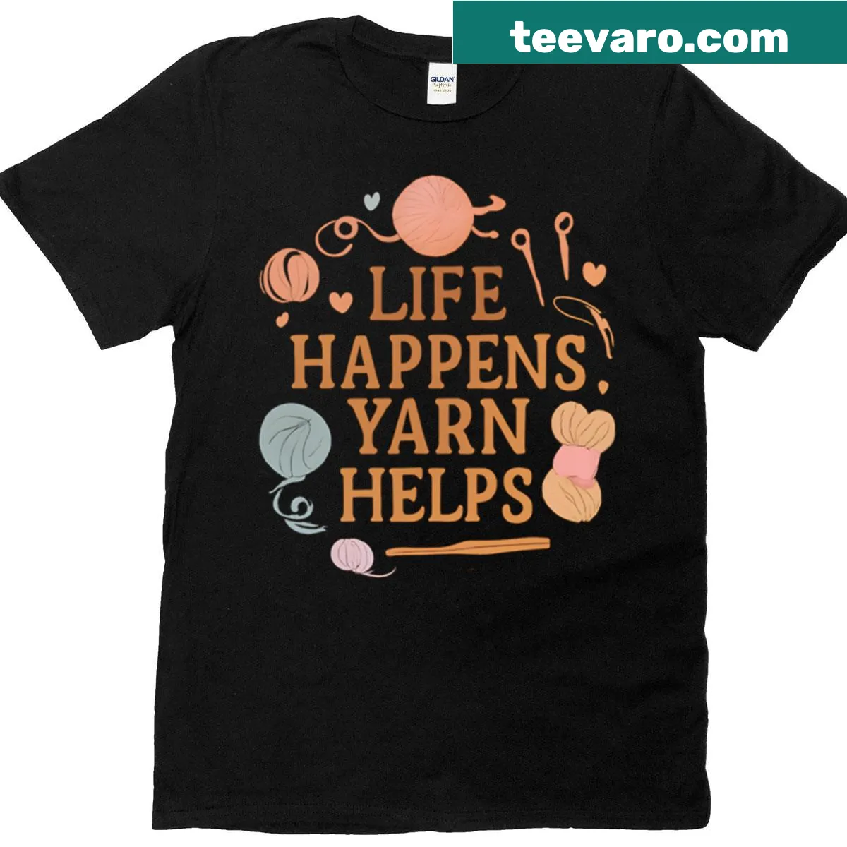 T-shirt celebrating crafting and yarn with text design — on a men's t-shirt