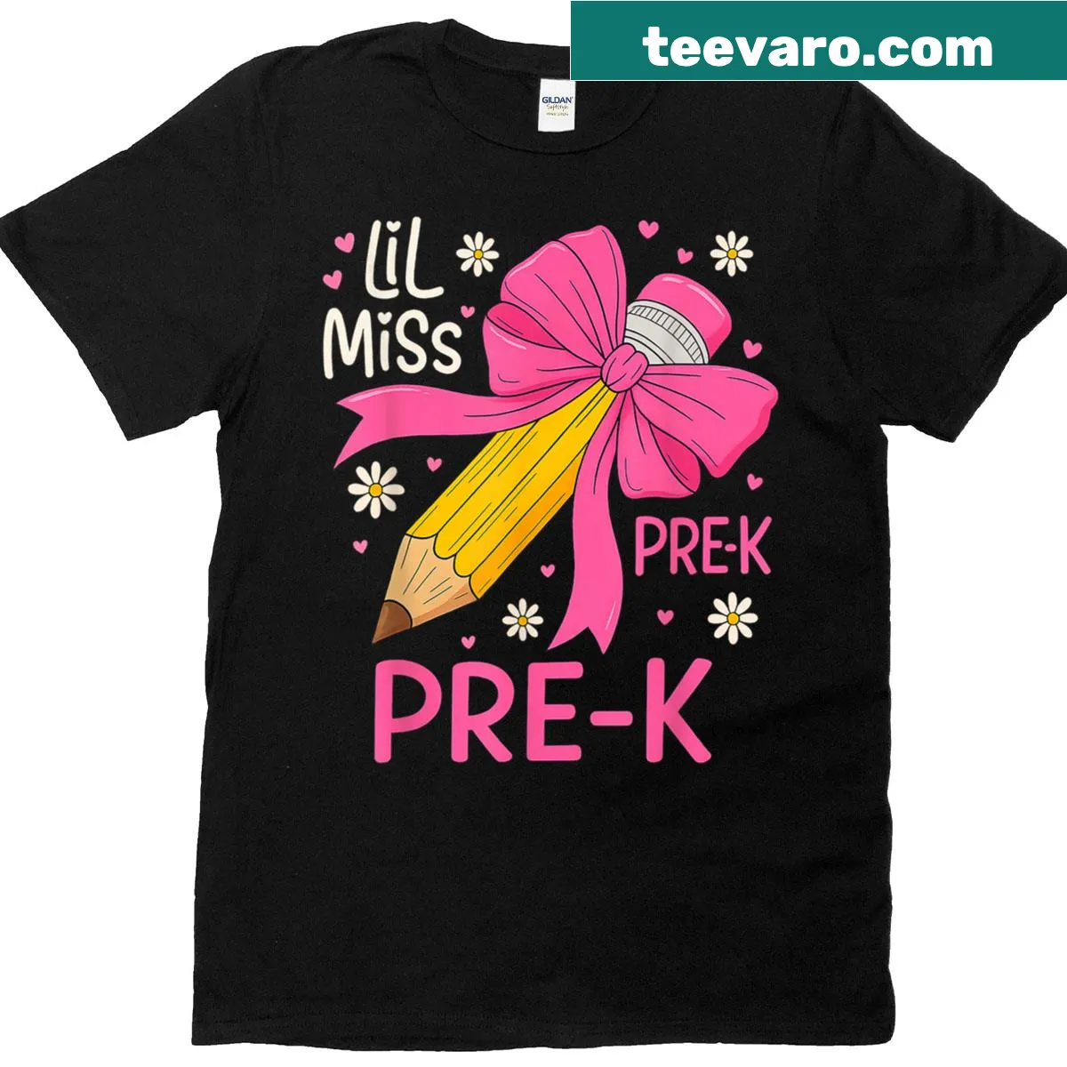 Adorable T-shirt for girls with pencil and bow design — on a men's t-shirt