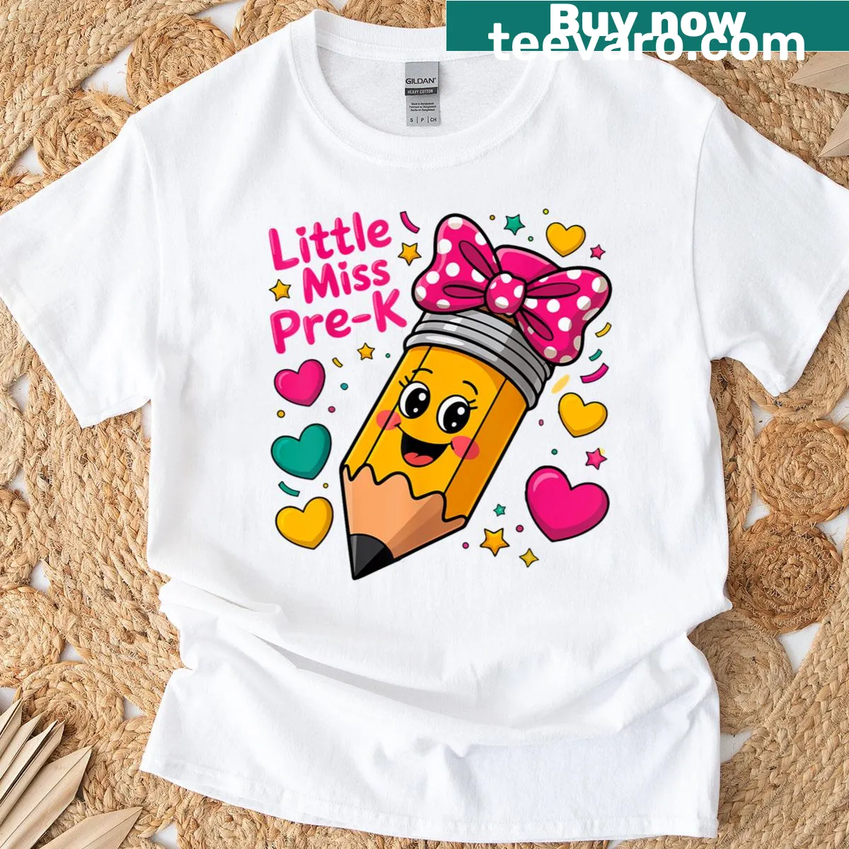 Cute pencil and bow design for girls' back-to-school T-shirt — on a men's t-shirt