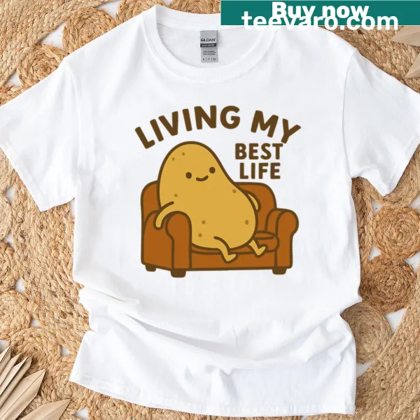 Typography design 'Living My Best Life' T-shirt
