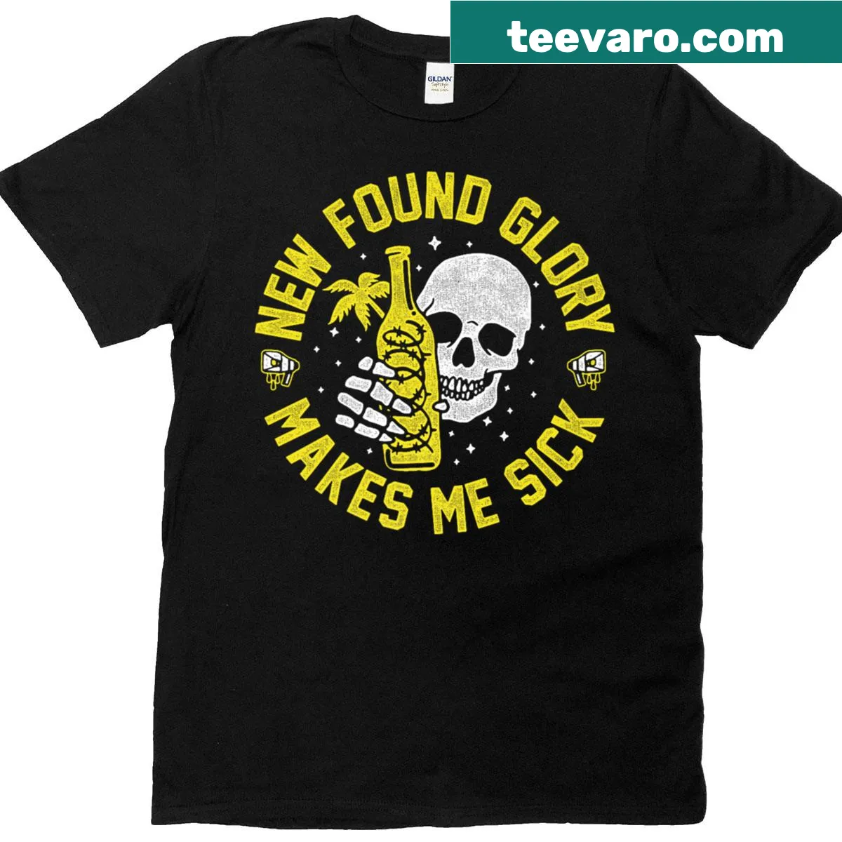 Humorous T-shirt featuring the phrase 'Makes Me Sick' in bold letters — on a men's t-shirt