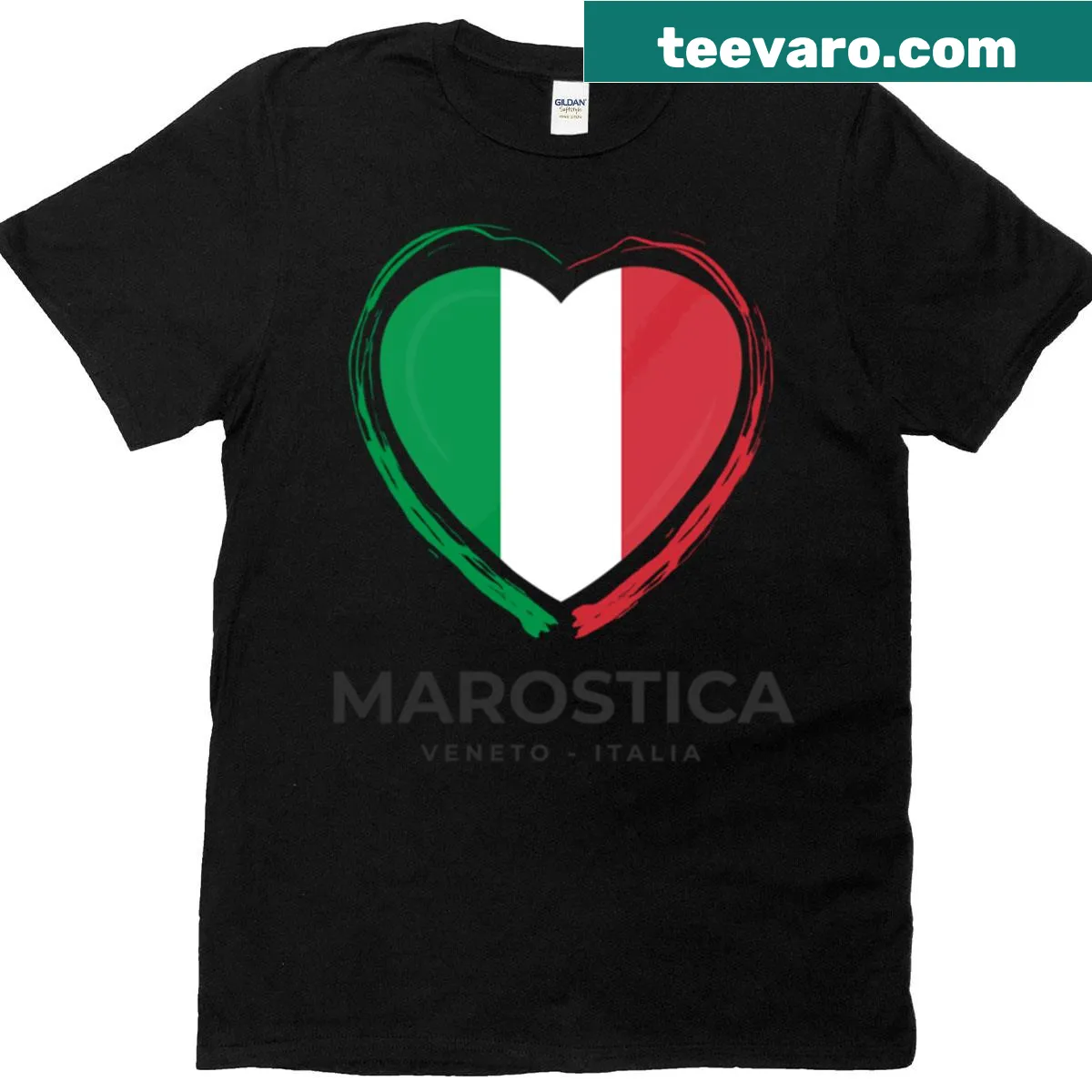 Illustrative t-shirt of Marostica in Veneto, Italy — on a men's t-shirt
