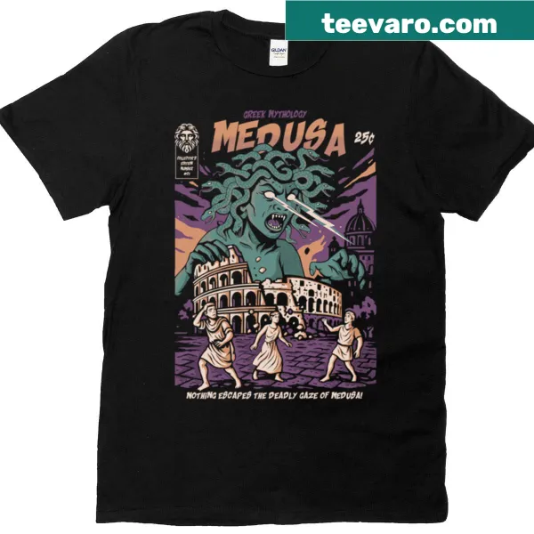 T-shirt featuring an illustration of Medusa from mythology