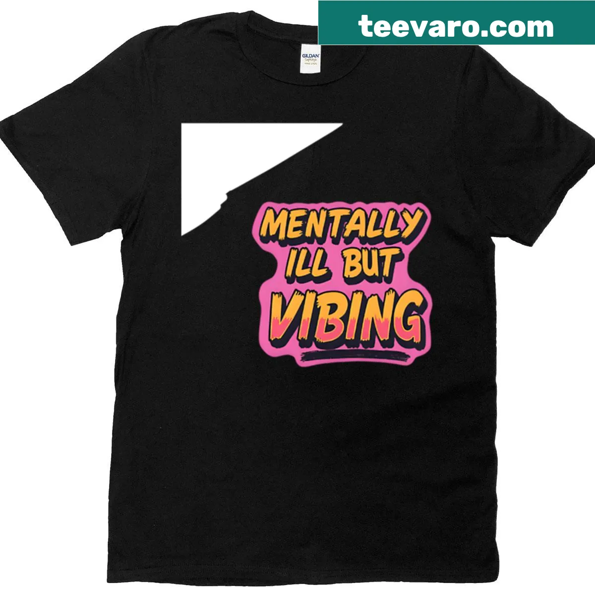 Vaporwave T-shirt featuring the quote 'Mentally Ill But Vibing.' — on a men's t-shirt