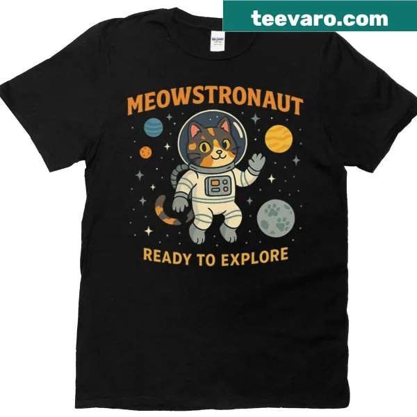 Illustration of a cat in a space suit exploring the galaxy