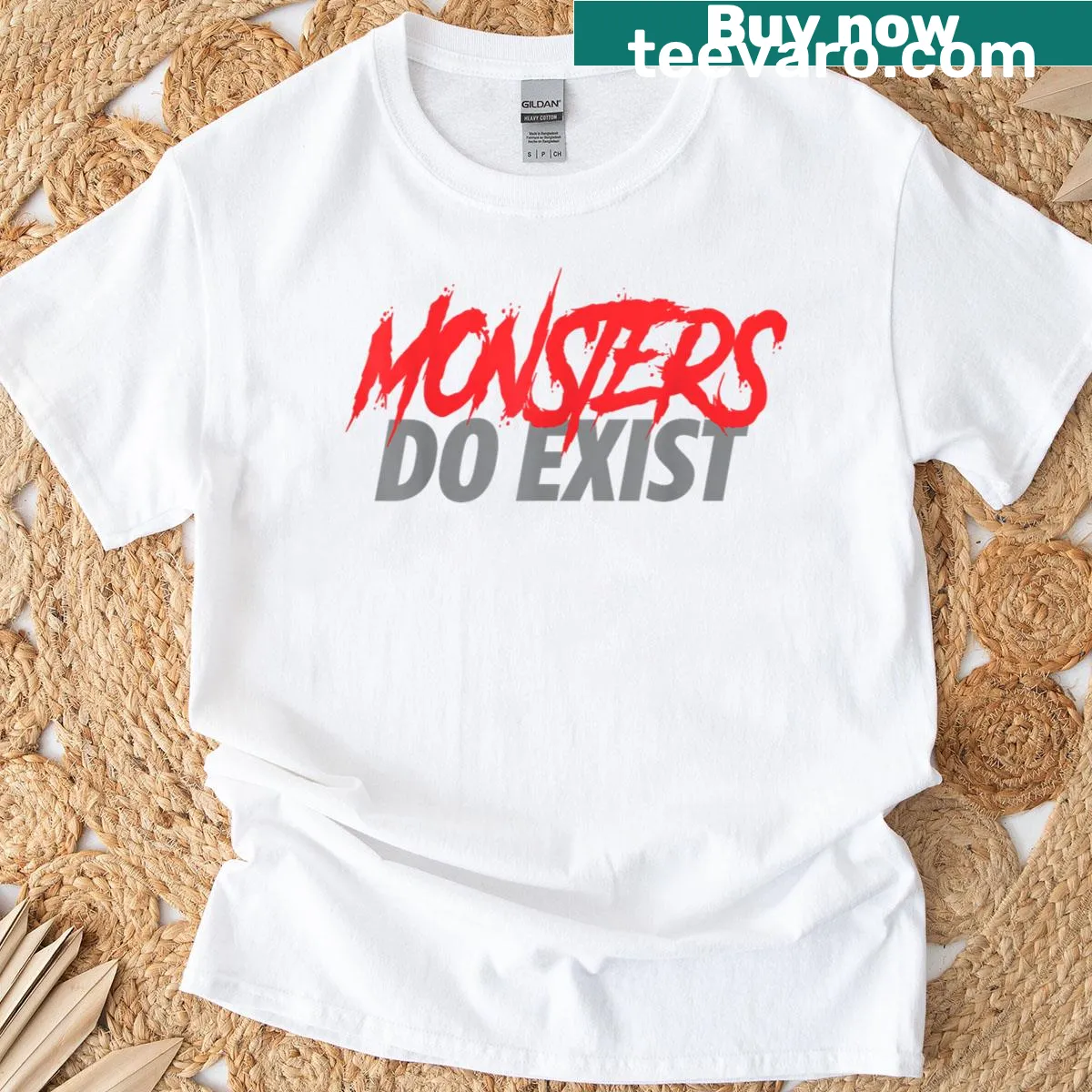 Funny workout t-shirt with the text 'Monsters Do Exist' — on a men's t-shirt