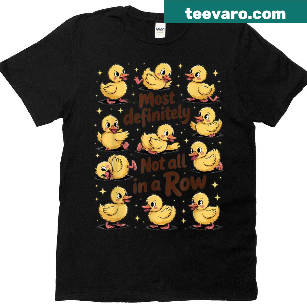 Cute duck graphic t-shirt with humorous text about being unique — on a men's t-shirt