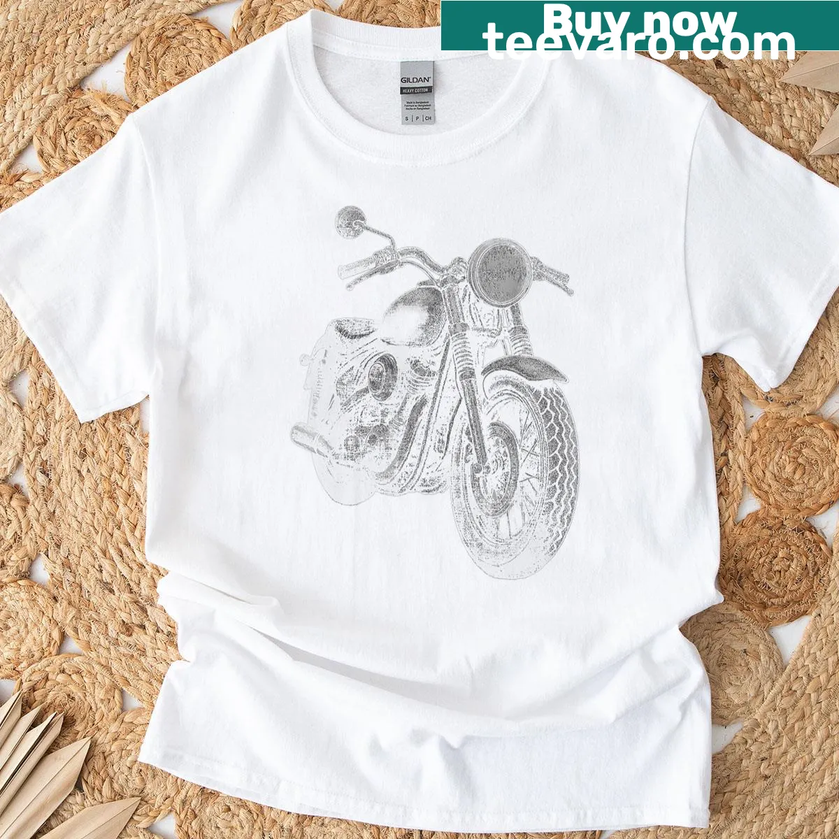 Bold motorcycle graphic on a men's biker T-shirt — on a men's t-shirt